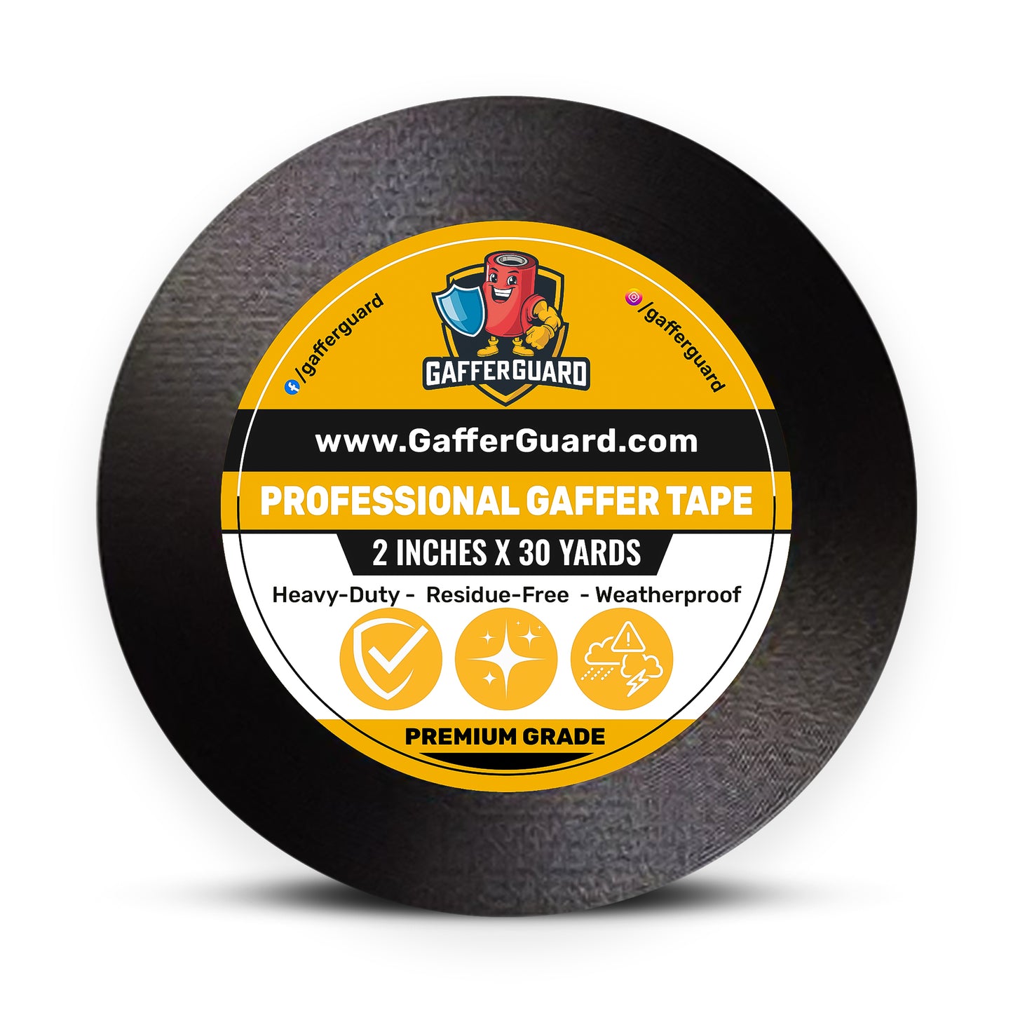 GafferGuard Premium Black Gaffer Tape, Professional Grade, Heavy Duty, Non-Reflective, Multipurpose, 2 Inches x 30 Yards